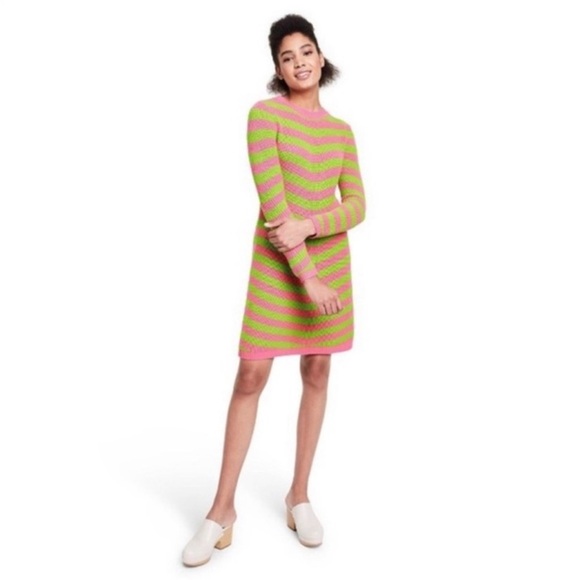 VICTOR GLEMAUD x TARGET Collab ~ Pink/Green Striped Sweater Dress ~ Small - Picture 4 of 12